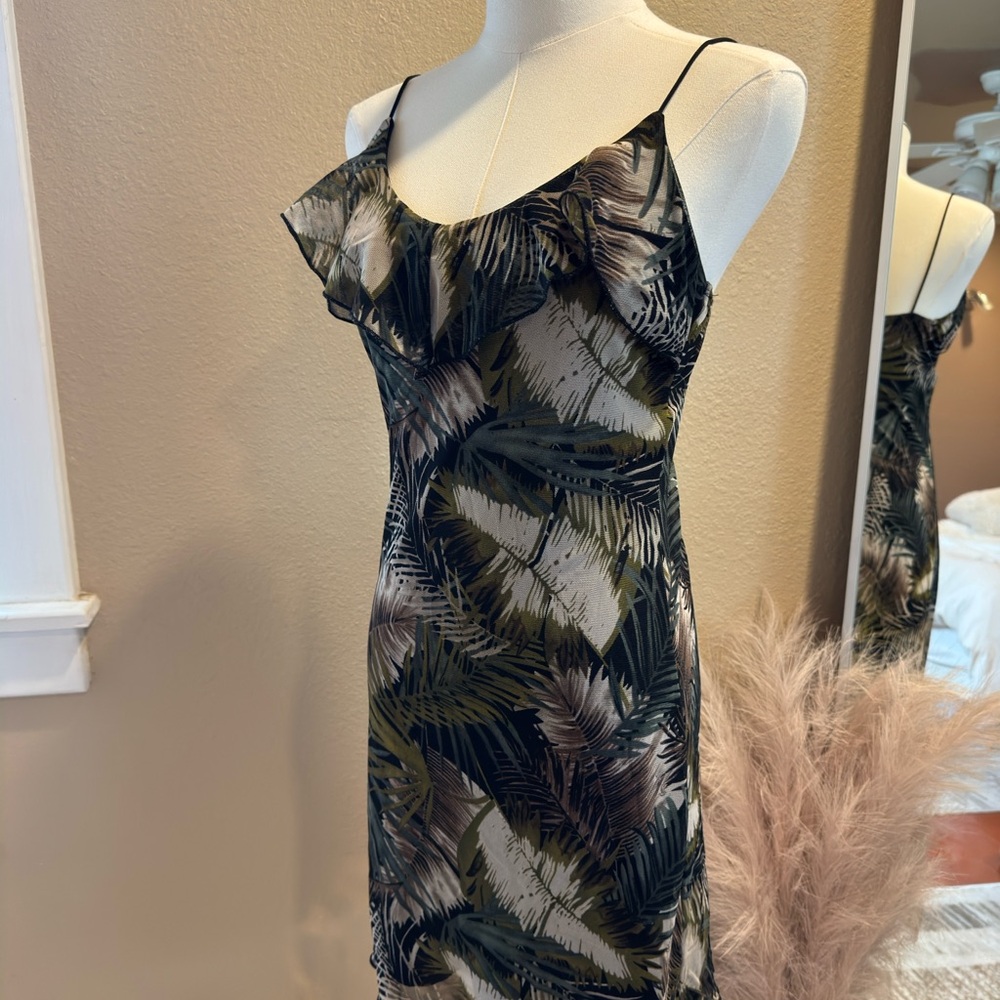 Tropical Print Ruffle Dress